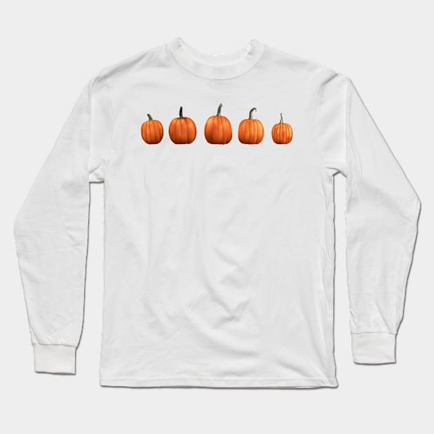 Five Pumpkins (Bright Green) Long Sleeve T-Shirt by ziafrazier